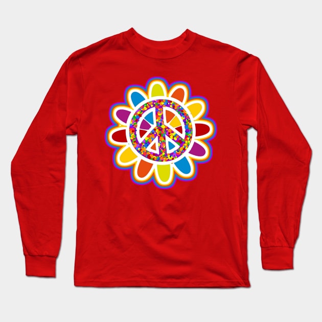 Flower Power Peace Sign Long Sleeve T-Shirt by AlondraHanley